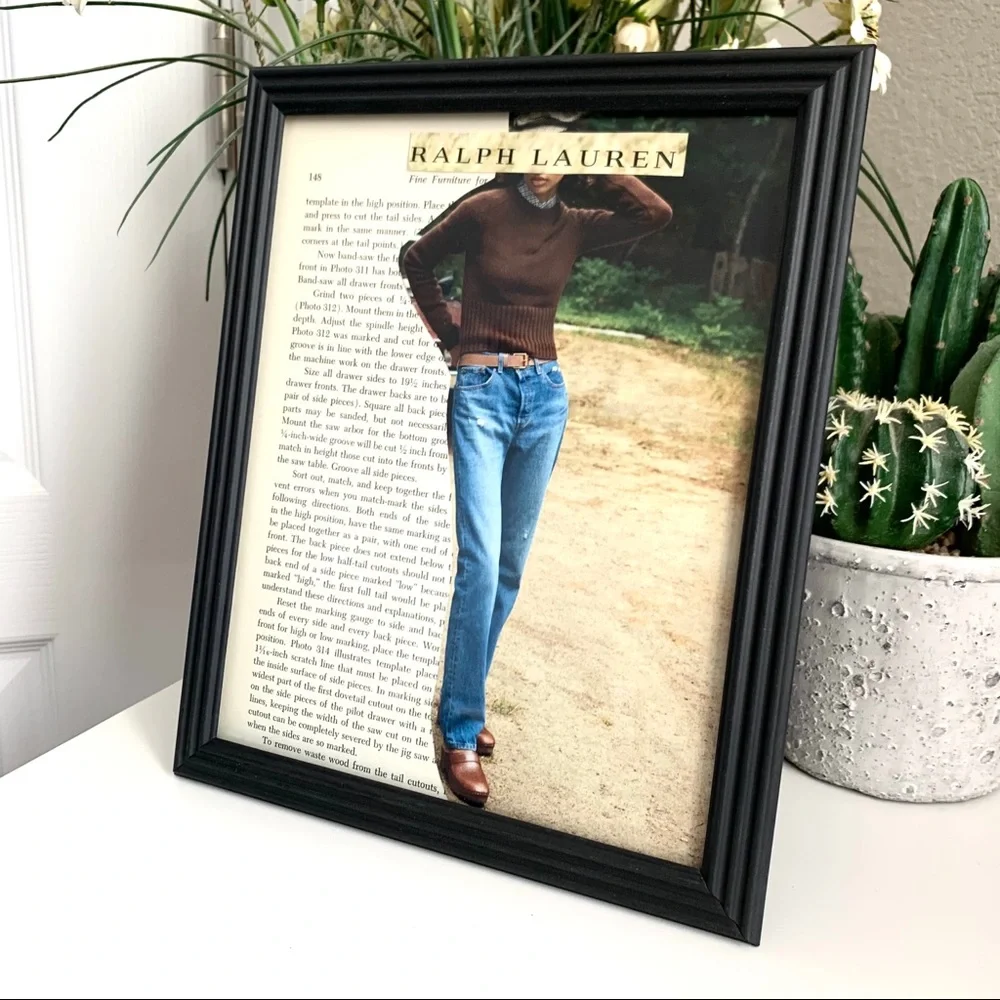 Ralph Lauren Vintage Style Collage Wall Art Classic‎ Denim Fashion Print